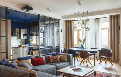 Upholstered furniture in hygge style